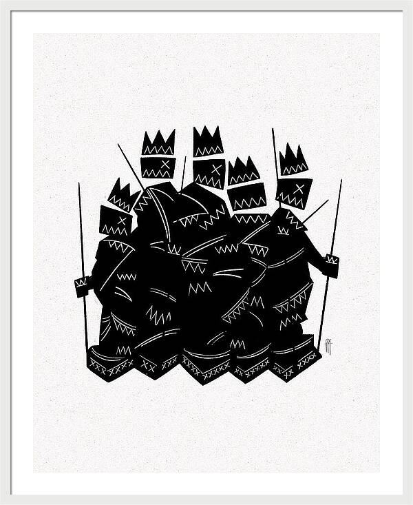 Warriors - Black and White - Framed Print