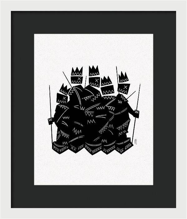 Warriors - Black and White - Framed Print