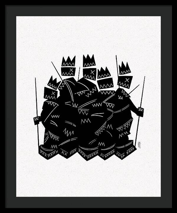 Warriors - Black and White - Framed Print