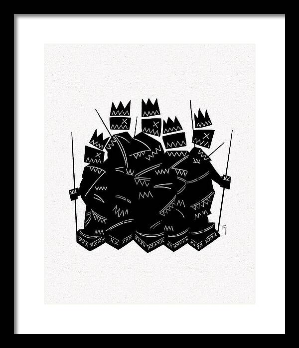 Warriors - Black and White - Framed Print