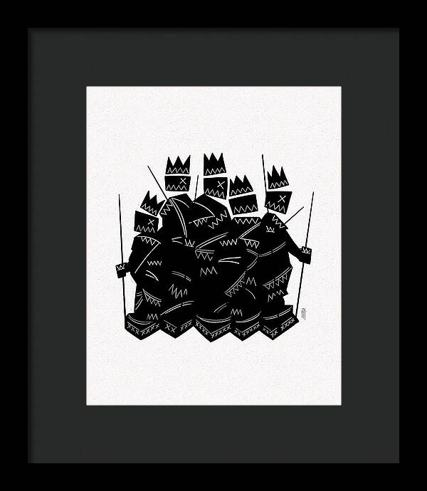 Warriors - Black and White - Framed Print