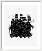 Warriors - Black and White - Framed Print