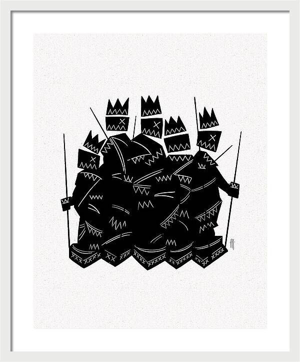 Warriors - Black and White - Framed Print