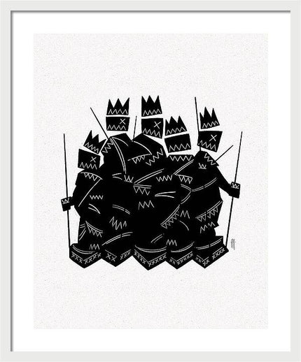 Warriors - Black and White - Framed Print