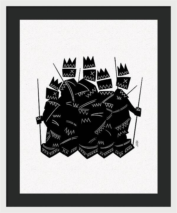 Warriors - Black and White - Framed Print