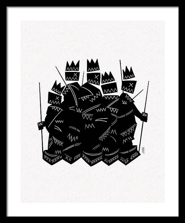 Warriors - Black and White - Framed Print