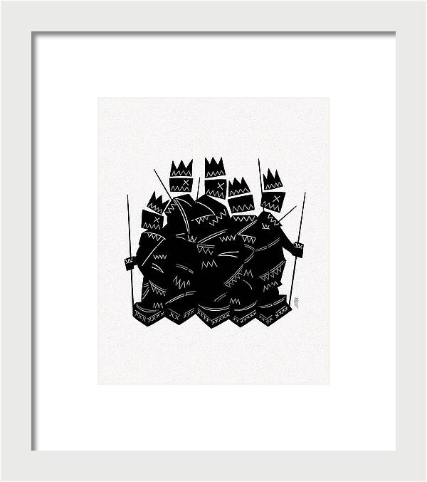 Warriors - Black and White - Framed Print