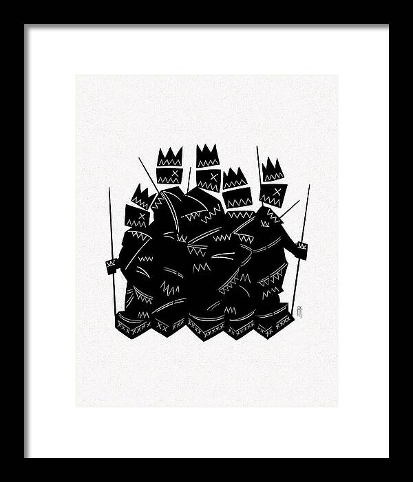 Warriors - Black and White - Framed Print