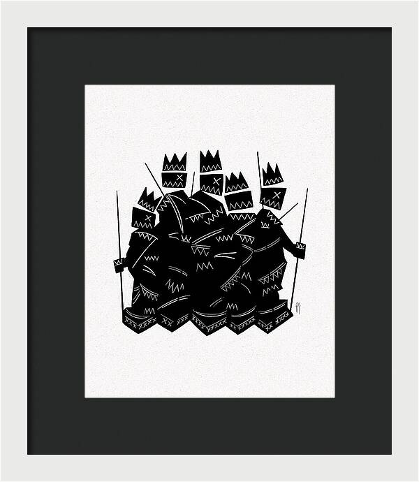Warriors - Black and White - Framed Print