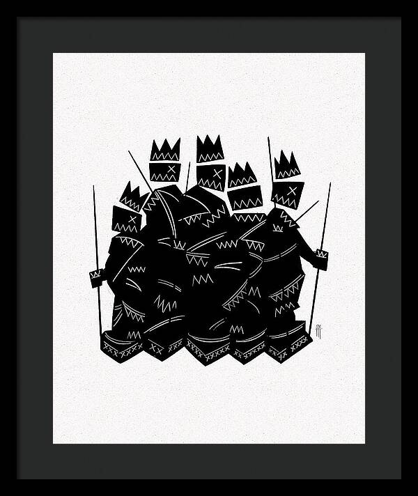 Warriors - Black and White - Framed Print
