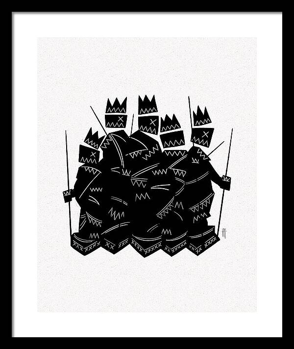 Warriors - Black and White - Framed Print