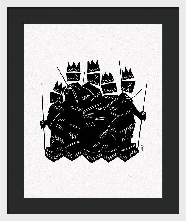Warriors - Black and White - Framed Print