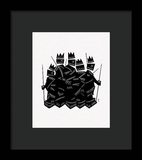 Warriors - Black and White - Framed Print