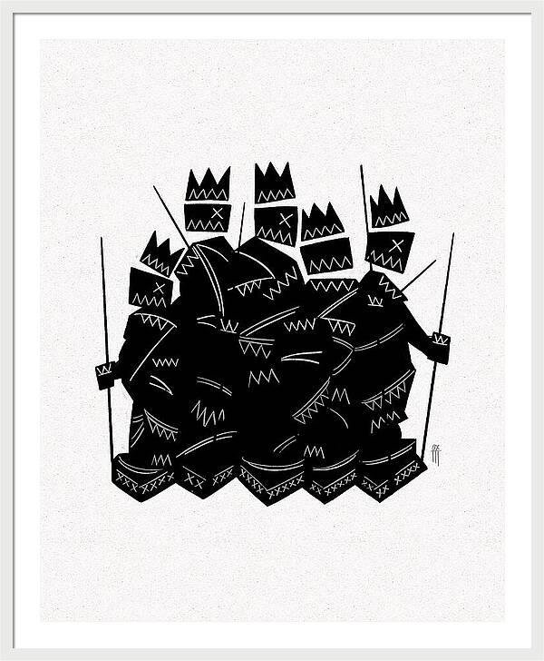 Warriors - Black and White - Framed Print