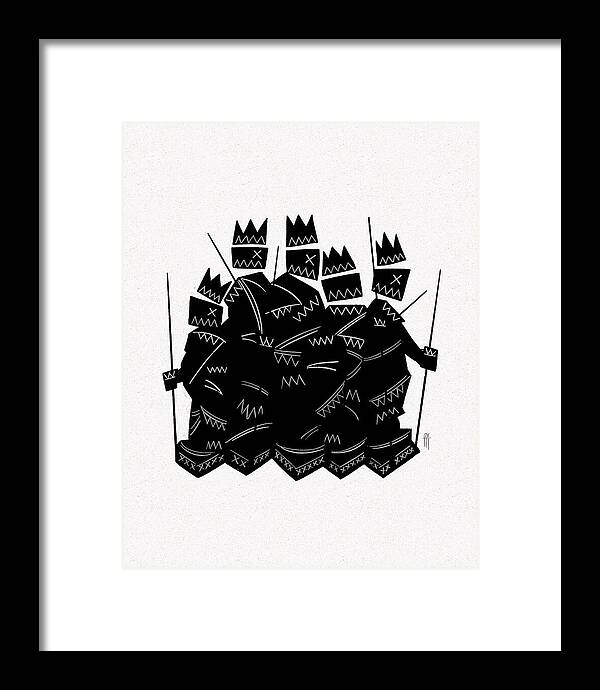 Warriors - Black and White - Framed Print