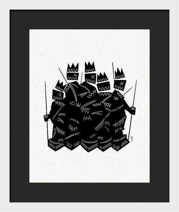Warriors - Black and White - Framed Print