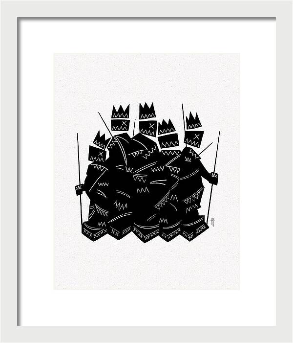 Warriors - Black and White - Framed Print