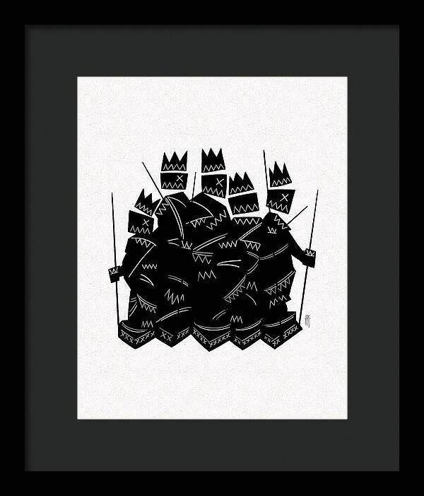 Warriors - Black and White - Framed Print