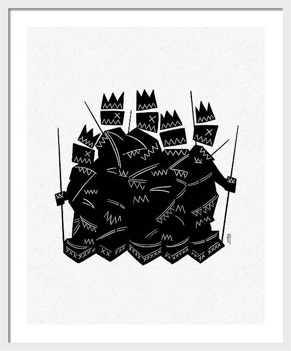 Warriors - Black and White - Framed Print